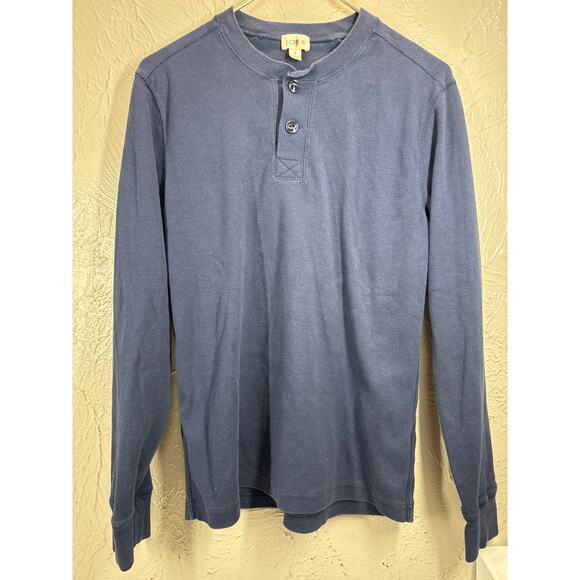 J.Crew Shirt Mens Oarsman Heritage Brushed Rib Knit Henley Navy Blue Size Medium - Picture 1 of 5